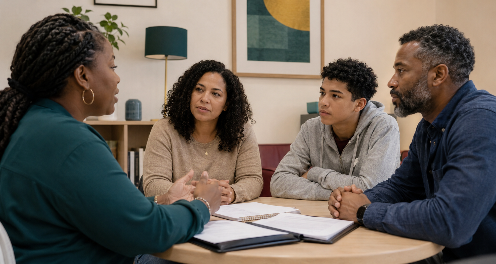 An educator partnering with a student and family
