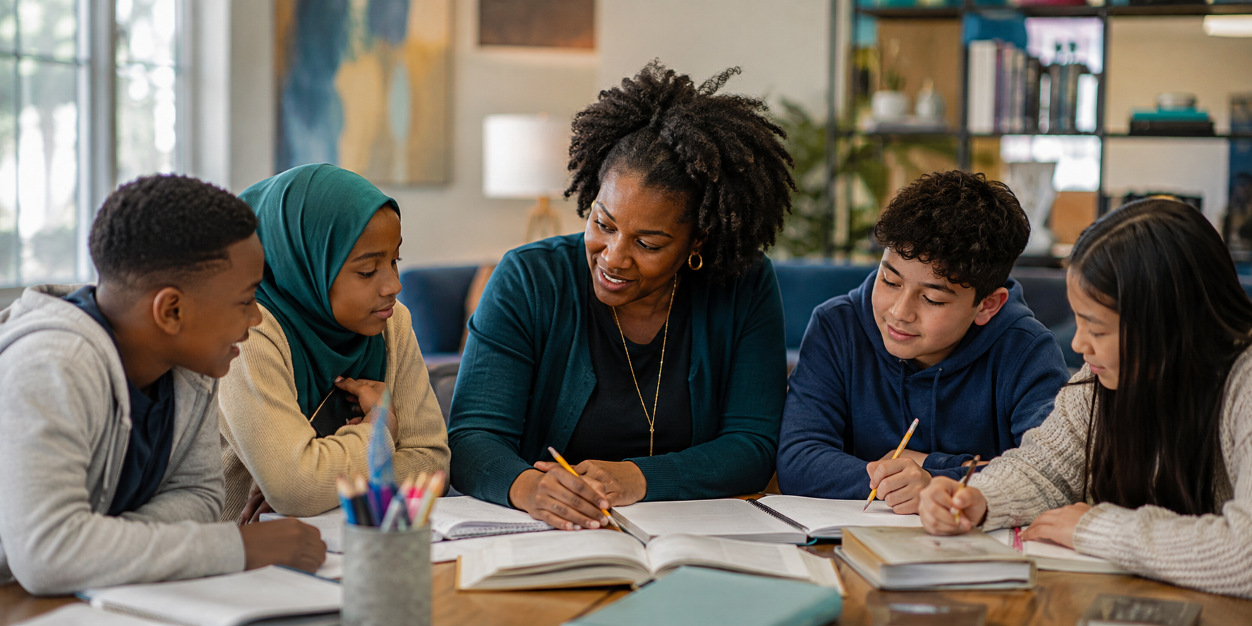 A tutor supporting a diverse group of students